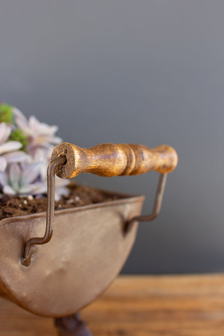 Rustic Metal Planter with Witch Boot Legs