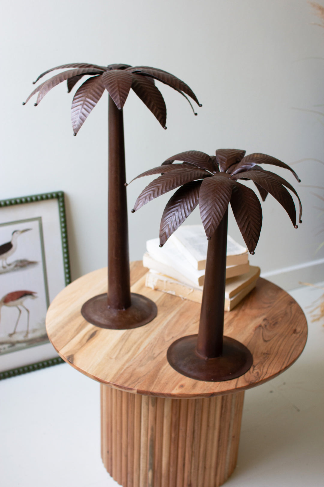 Set of 2 Rustic Metal Palm Trees