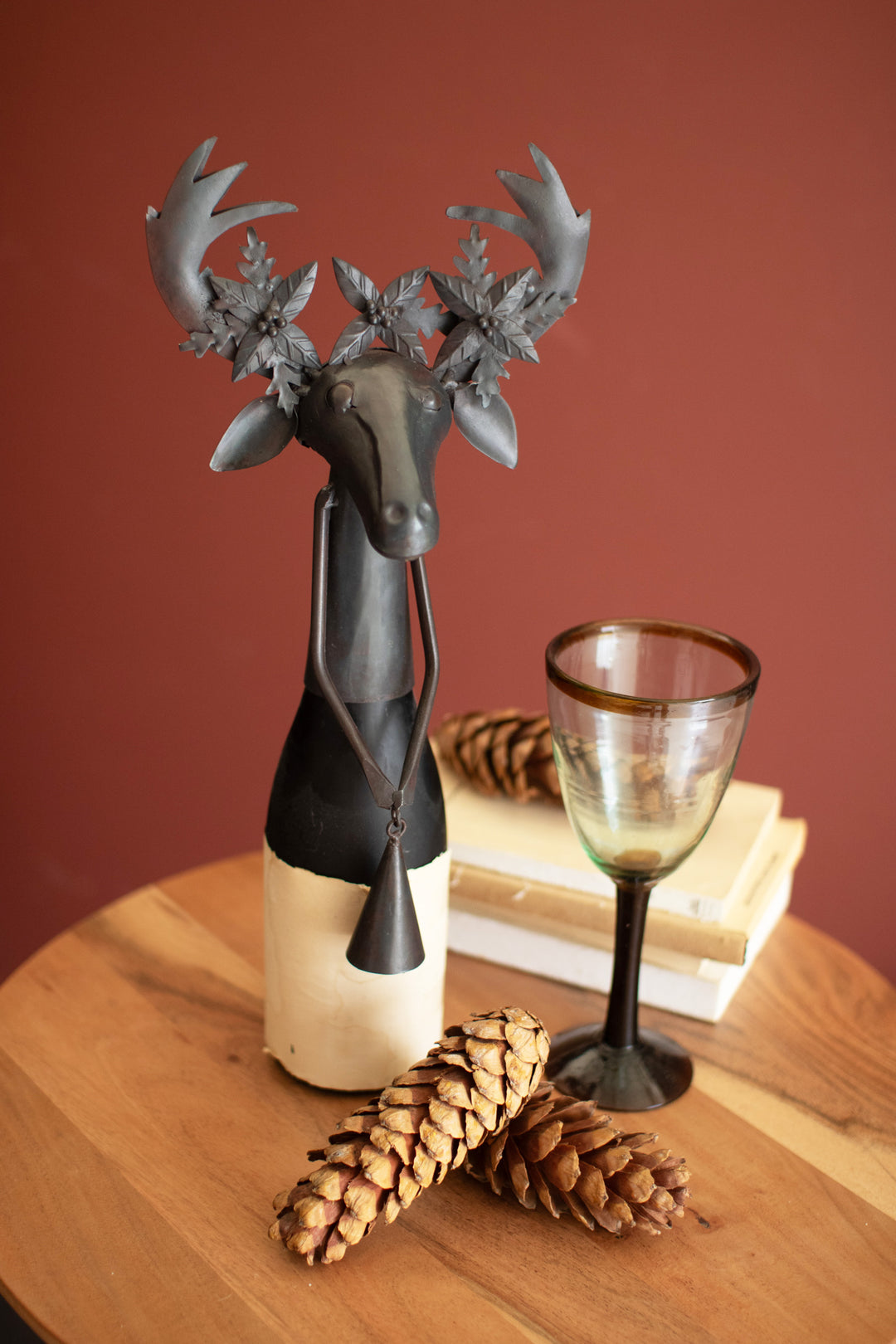 Black Metal Deer Wine Topper Set of 2