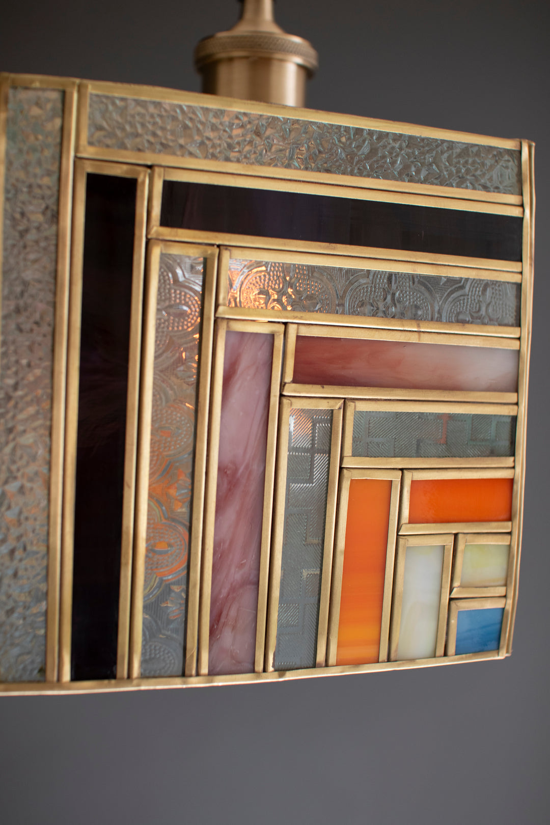 Square Stained Glass Pendant Lamp