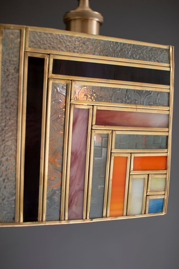 Square Stained Glass Pendant Lamp