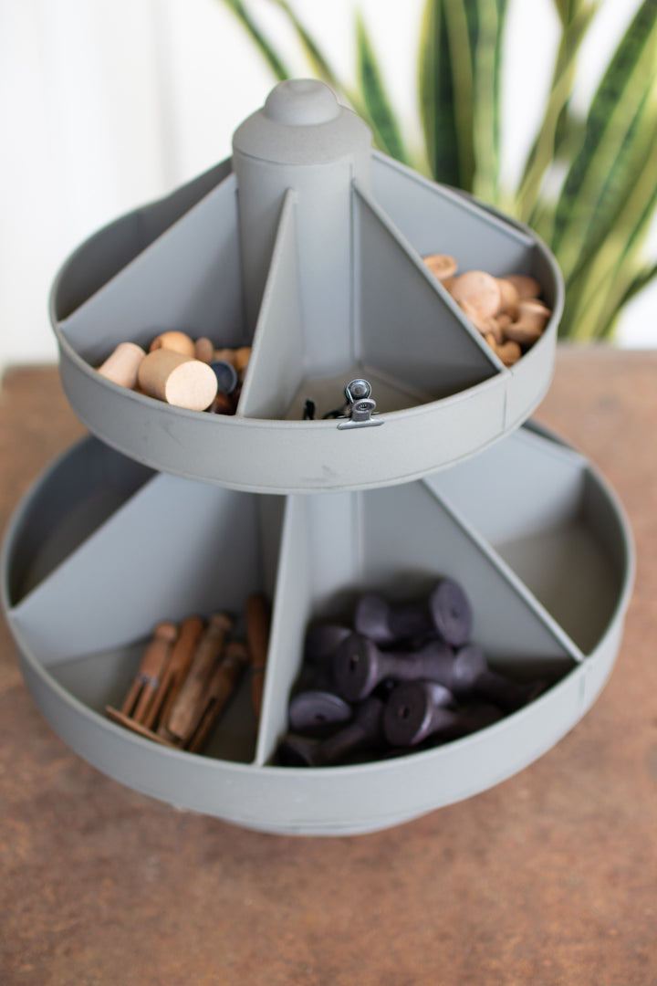 Two-Tiered Round Metal Rotating Organizer