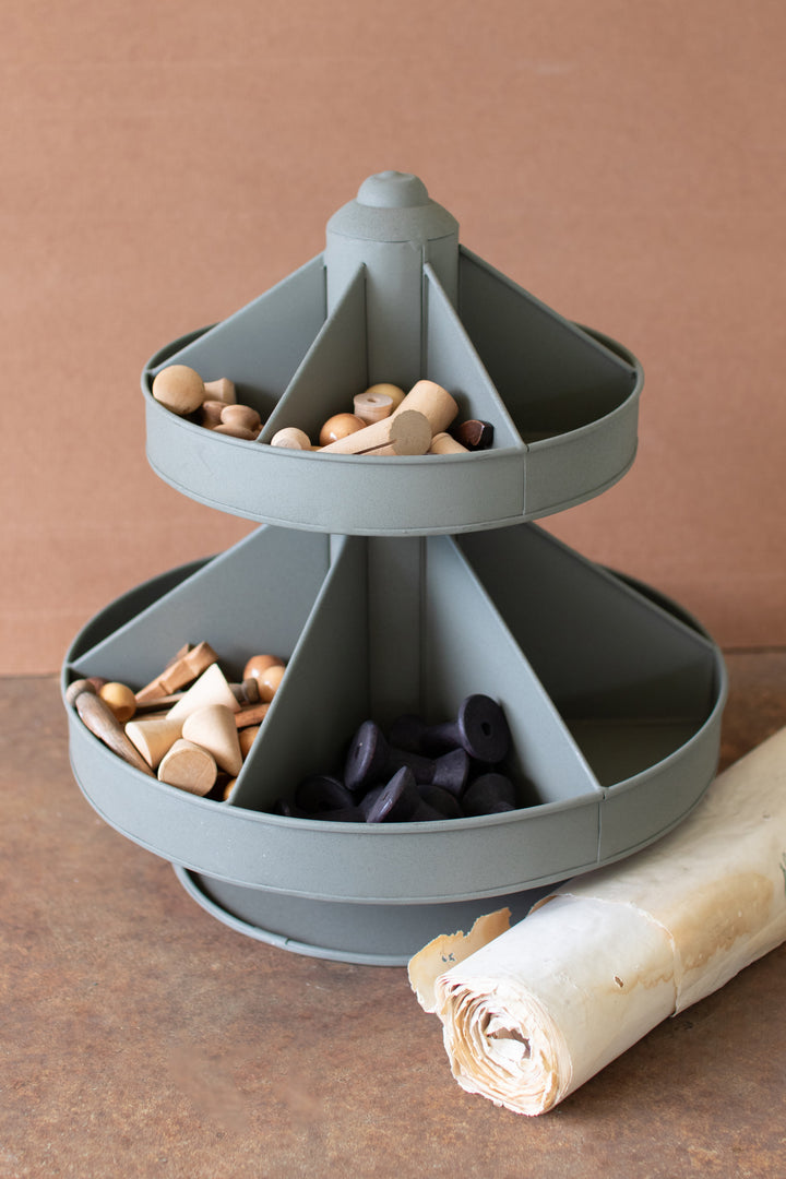 Two-Tiered Round Metal Rotating Organizer