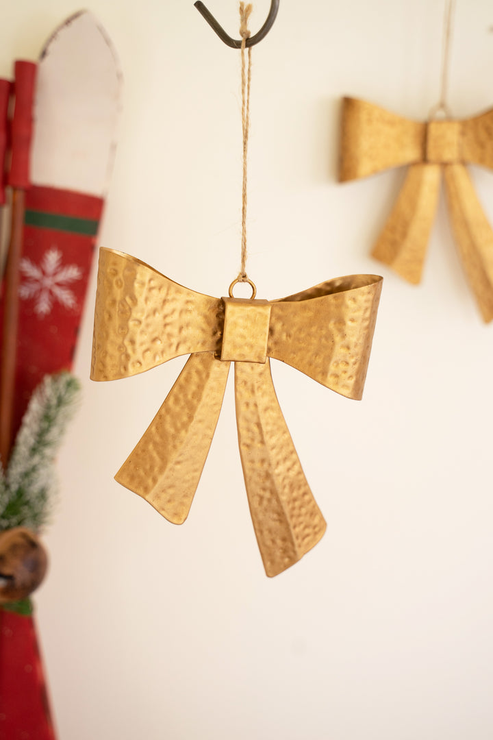 Antique Gold Metal Bow Ornament (Set of Six)