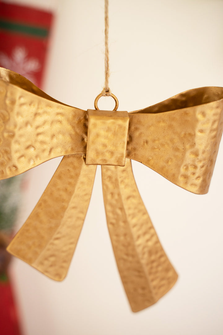 Antique Gold Metal Bow Ornament (Set of Six)