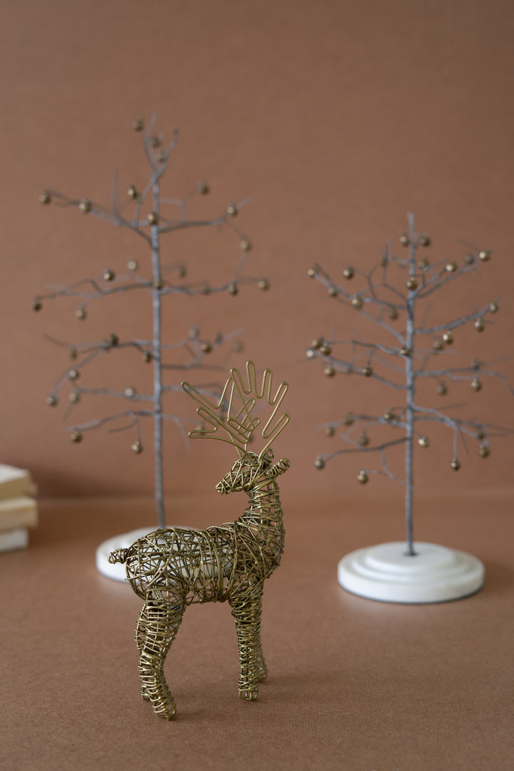Set of 3 Christmas Trees and Reindeer with Marble Bases