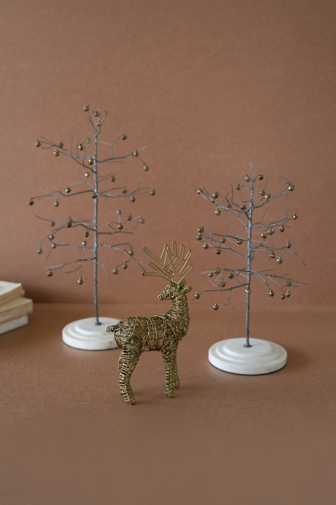 Set of 3 Christmas Trees and Reindeer with Marble Bases