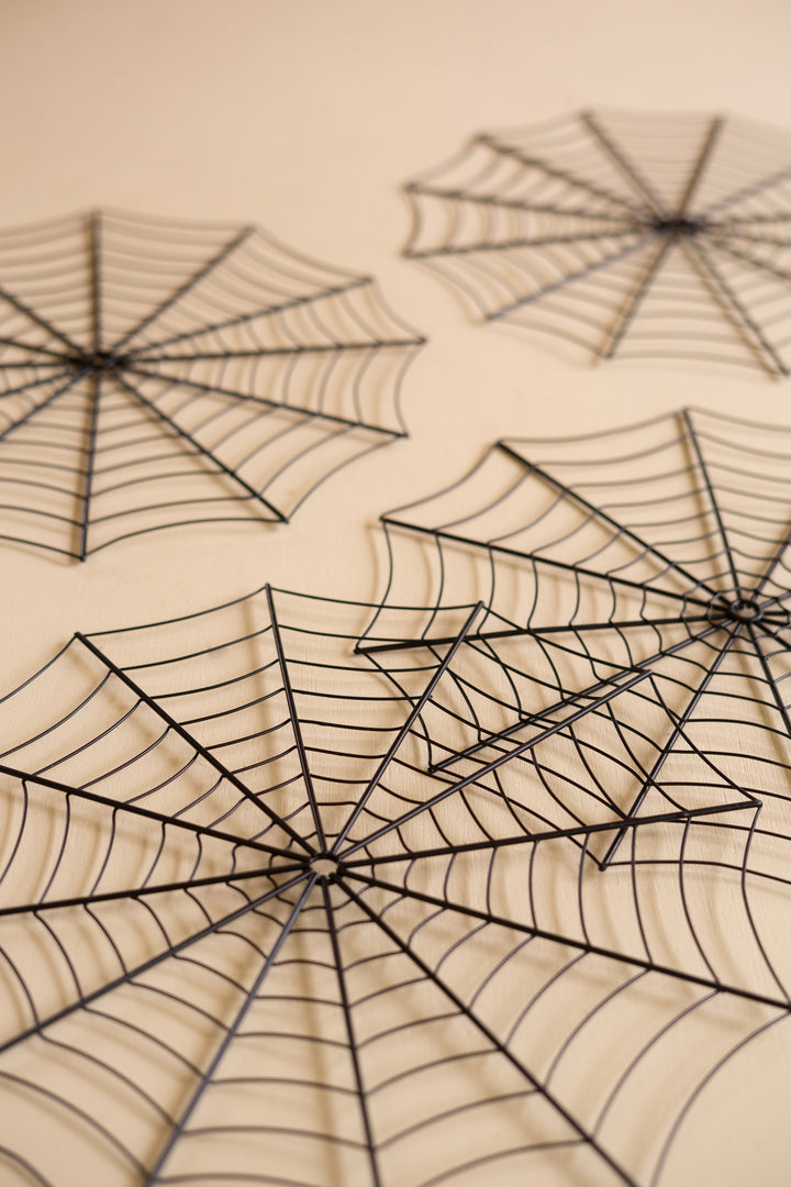 Set of 4 Black Wire Spider Web Placemats