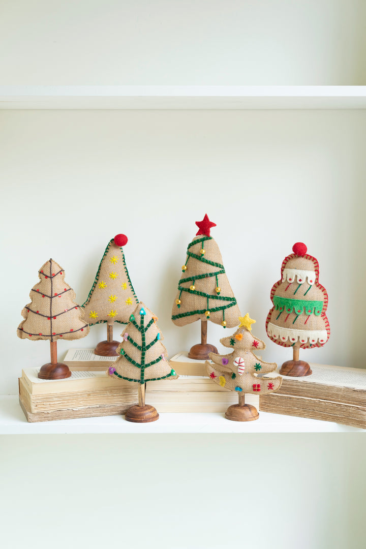 Set of 6 Felt Christmas Trees