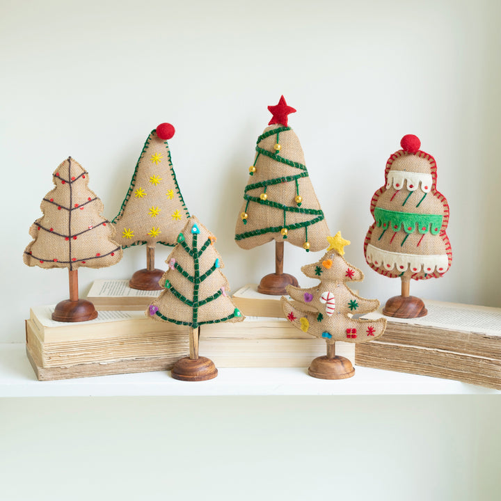 Set of 6 Felt Christmas Trees