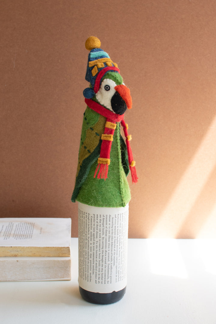 Felt Christmas Parrot Bottle Topper (Set of Six)