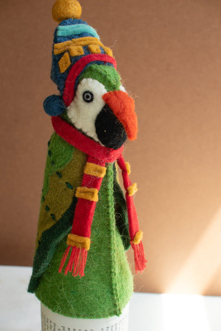 Felt Christmas Parrot Bottle Topper (Set of Six)