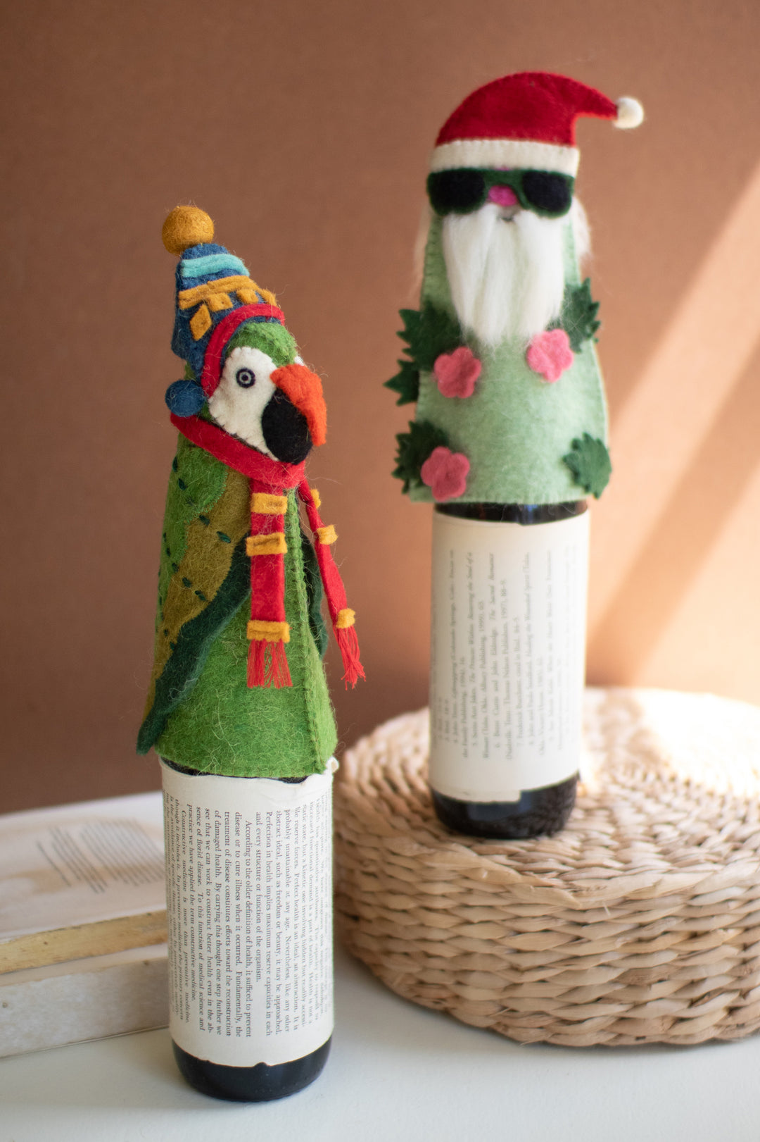 Felt Christmas Parrot Bottle Topper (Set of Six)