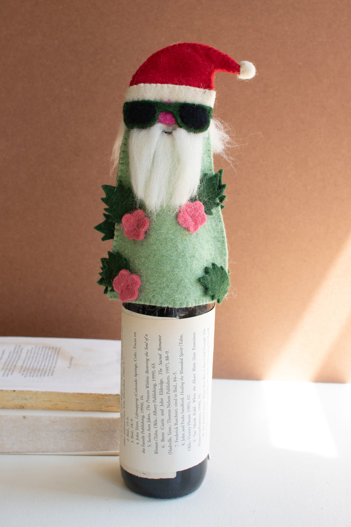 Felt Cool Santa Bottle Topper (Set of Six)