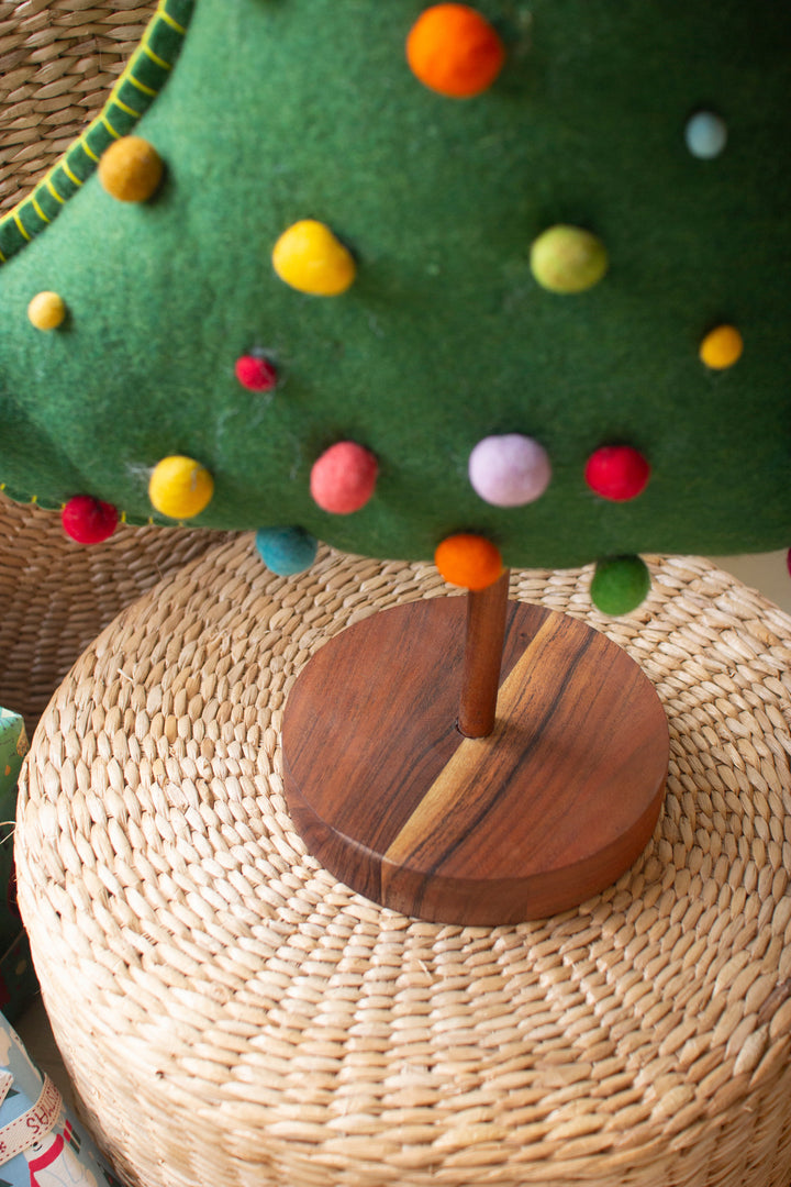 Large Felt Christmas Tree on Wood Base