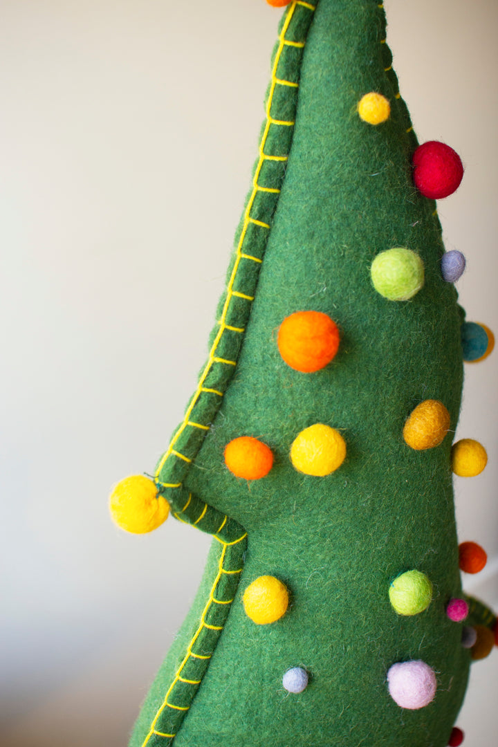 Large Felt Christmas Tree on Wood Base