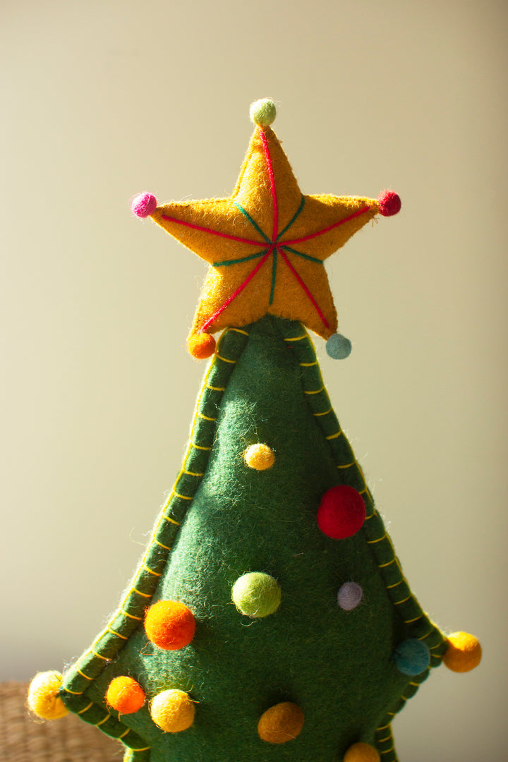Large Felt Christmas Tree on Wood Base