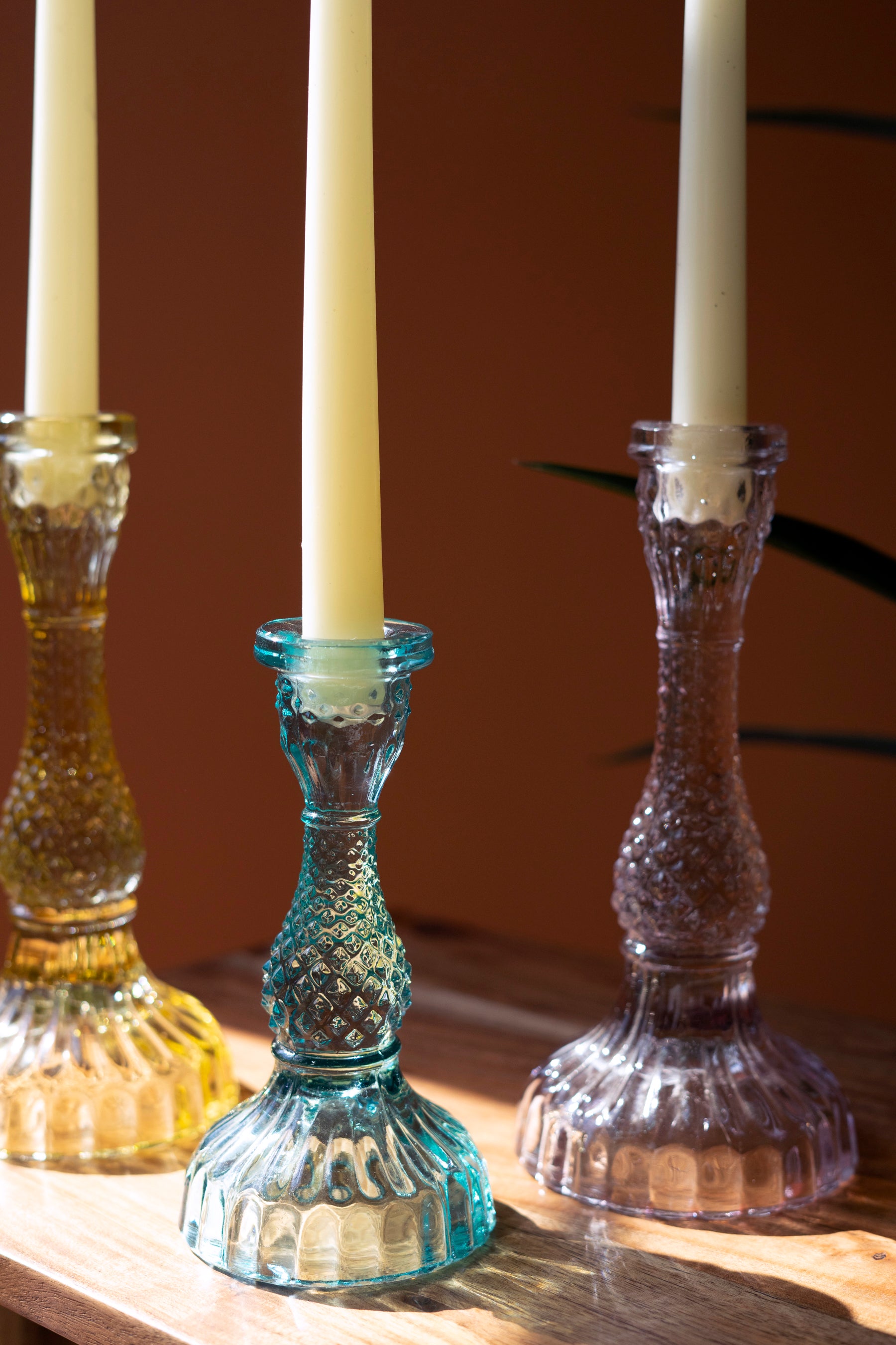 Set of 6 Glass Taper Candle Holders - Thumbnail 3