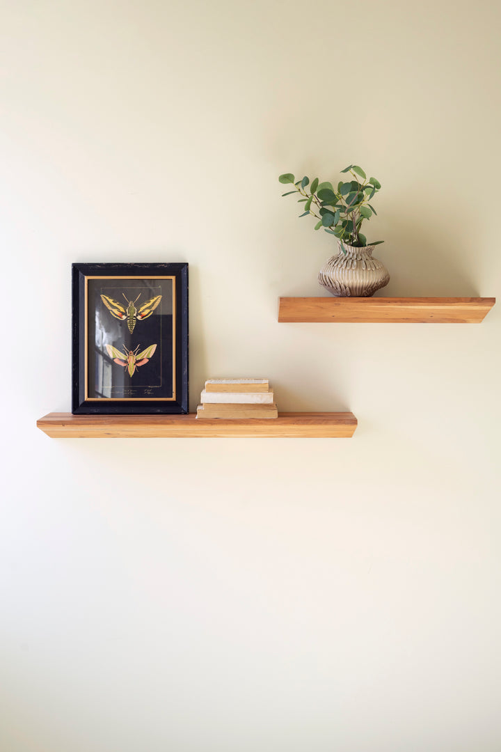 Set of 2 Floating Acacia Wood Shelves