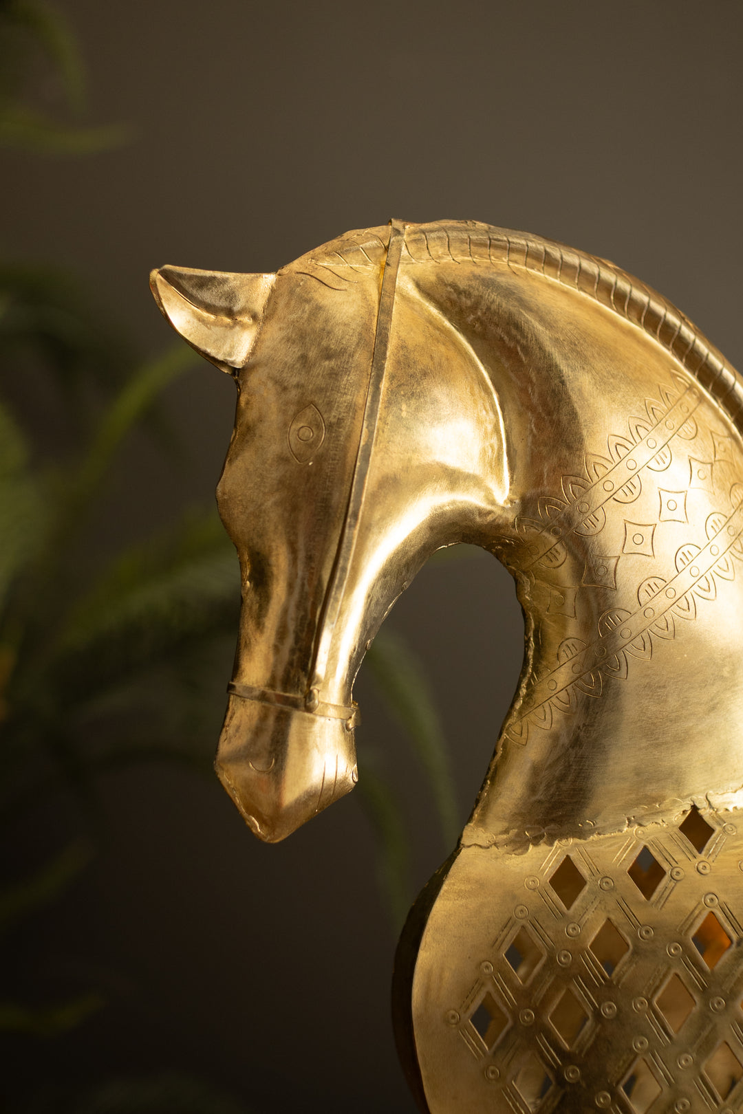 Antique Brass Horse Luminary