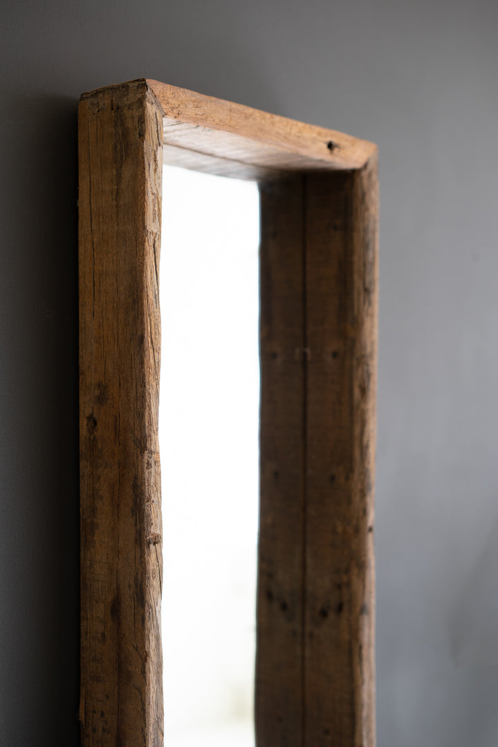 Recycled Wood Shadow Box Framed Mirro