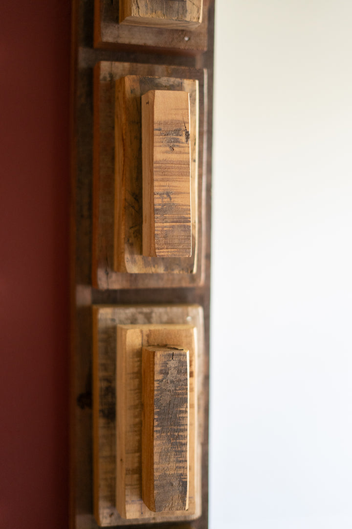 Multi-Level Recycled Wood Framed Square Mirror