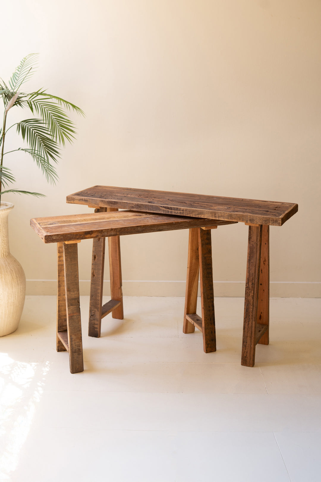 Set of 2 Recycled Wood Consoles