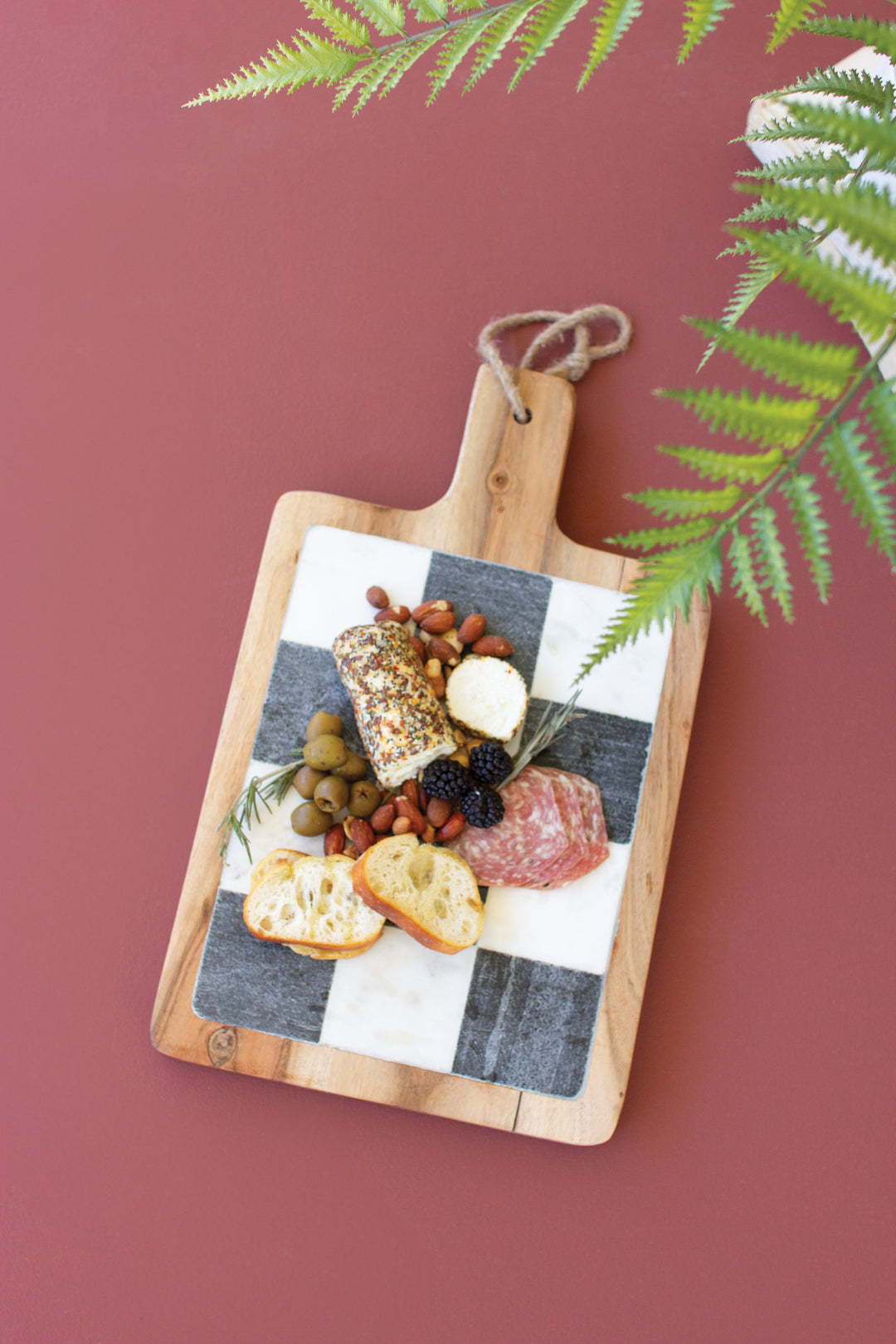 Black and White Marble with Acacia Wood Cheese Board