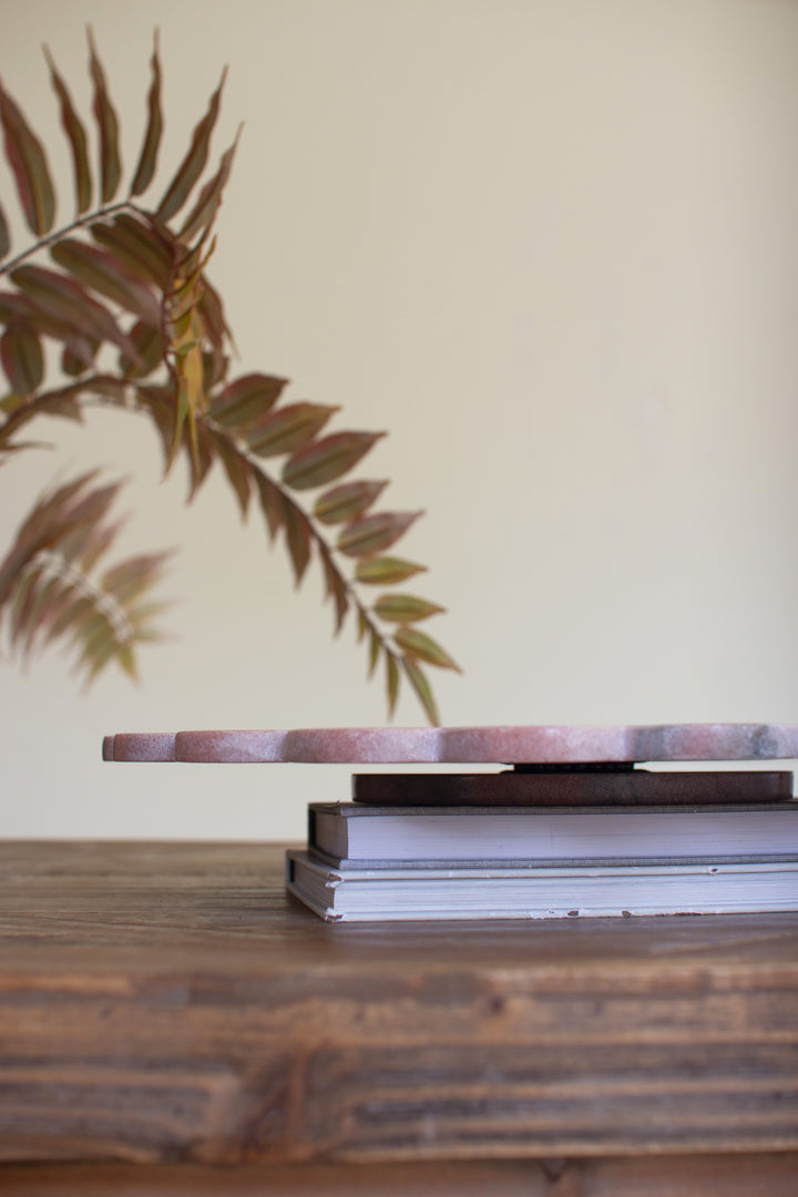 Scalloped Pink Marble Lazy Susan