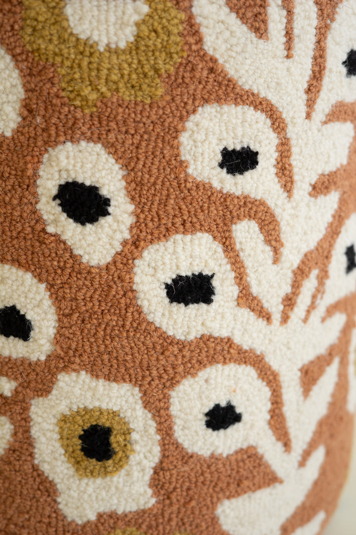 Round Hand-Tufted Accent Table with Mango Wood Top