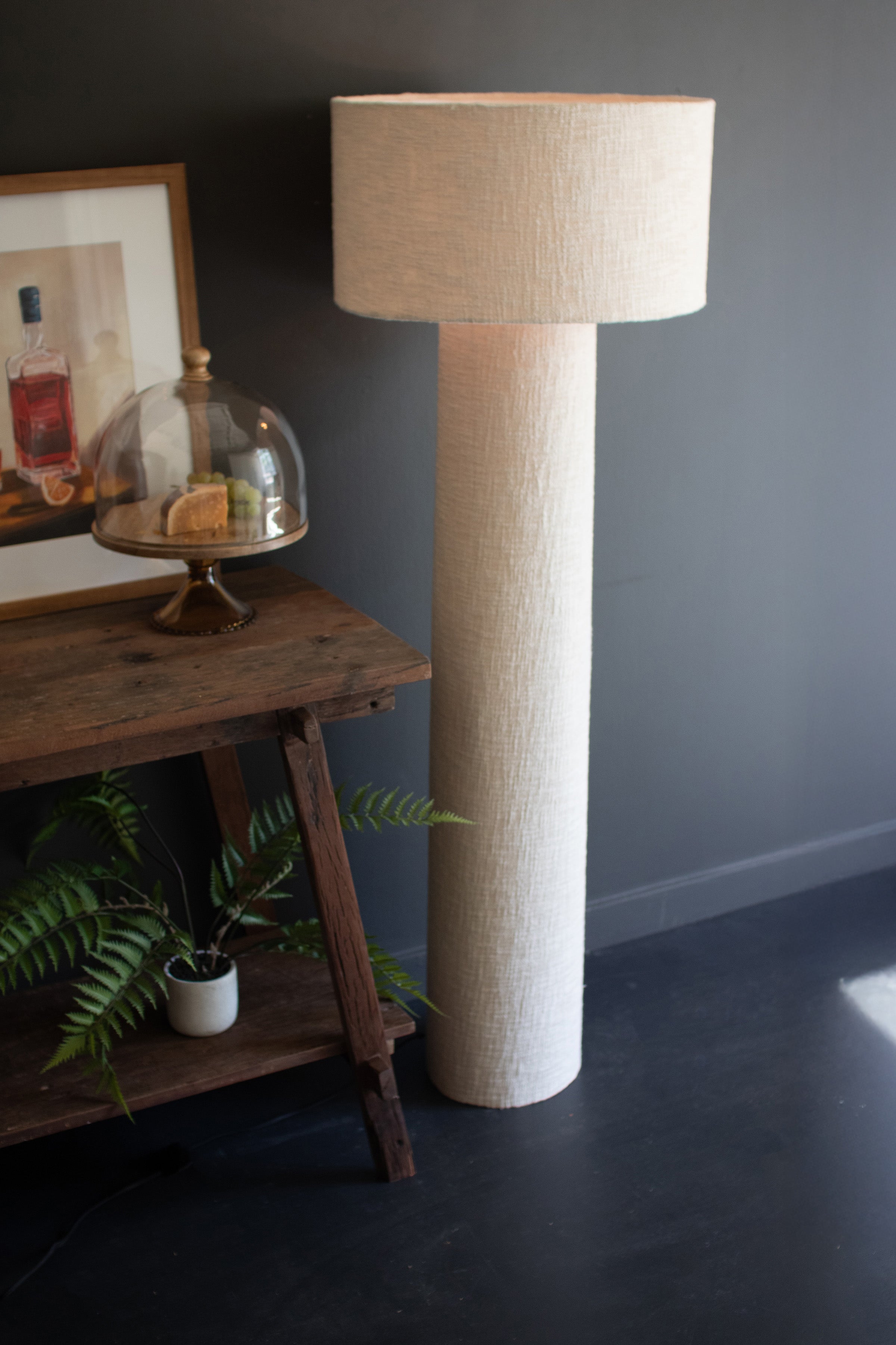 Boucle Fabric Floor Lamp with Shade - Thumbnail 4