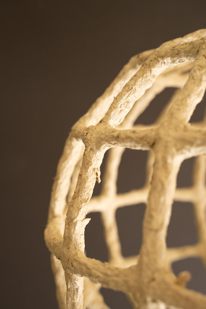 Short Paper Mache Grid Pendant Light