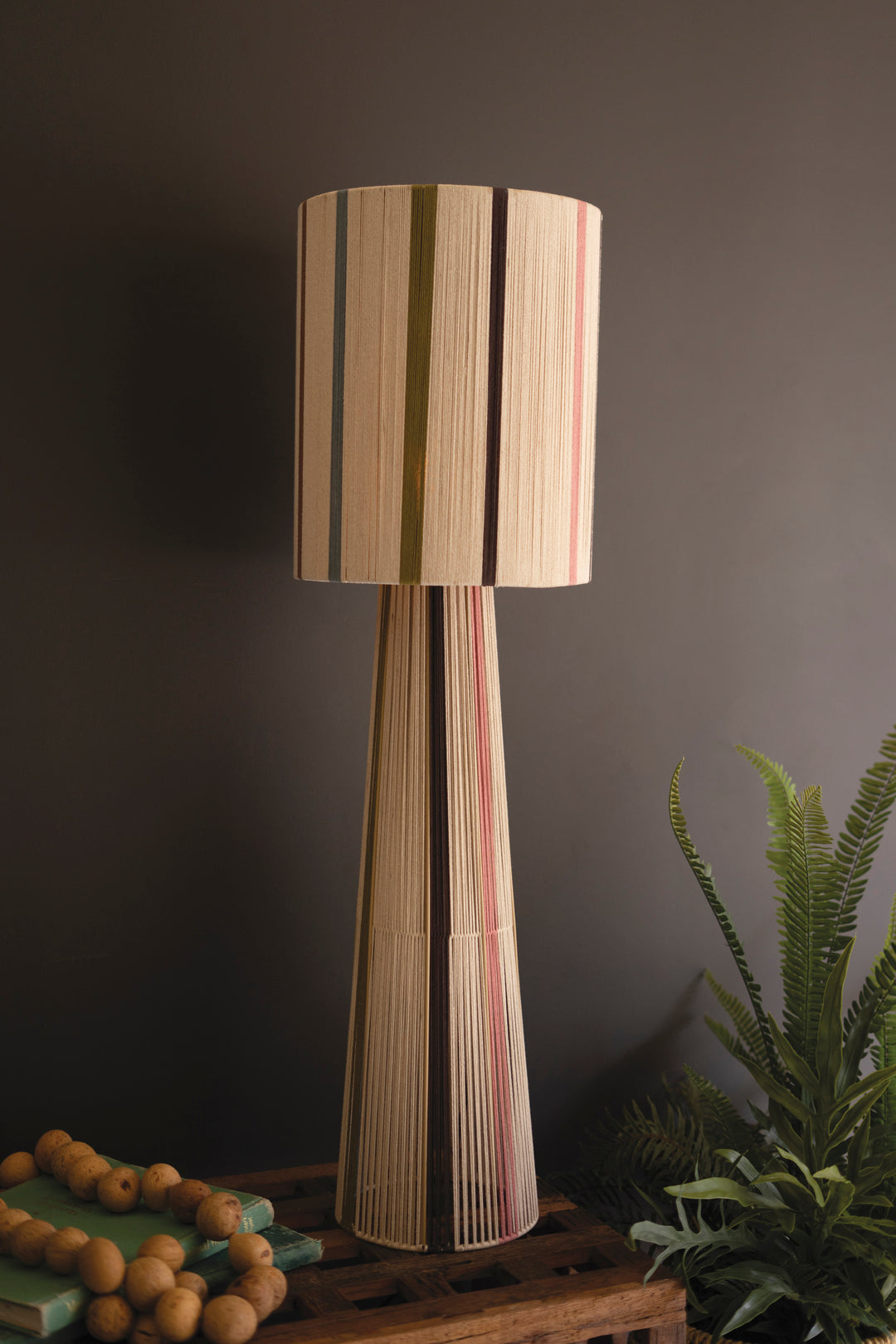 Multi-Striped String Table Lamp with Shade