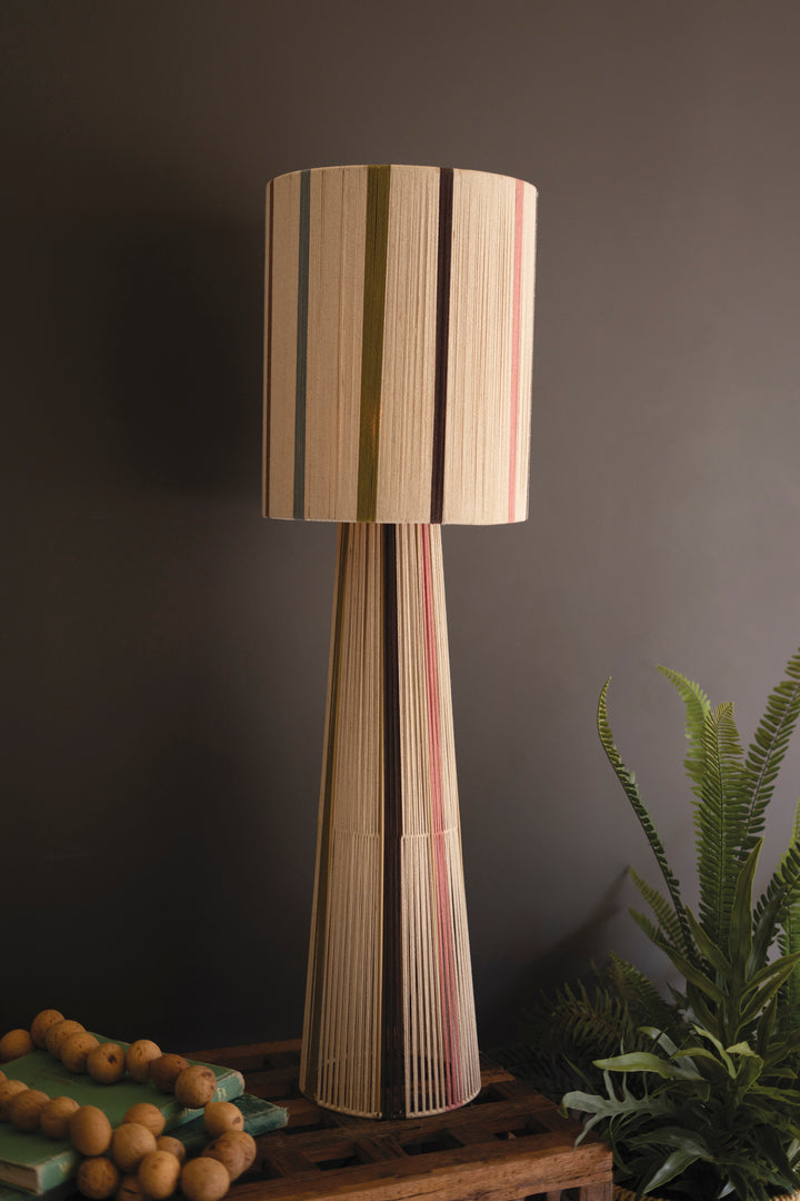 Multi-Striped String Table Lamp with Shade
