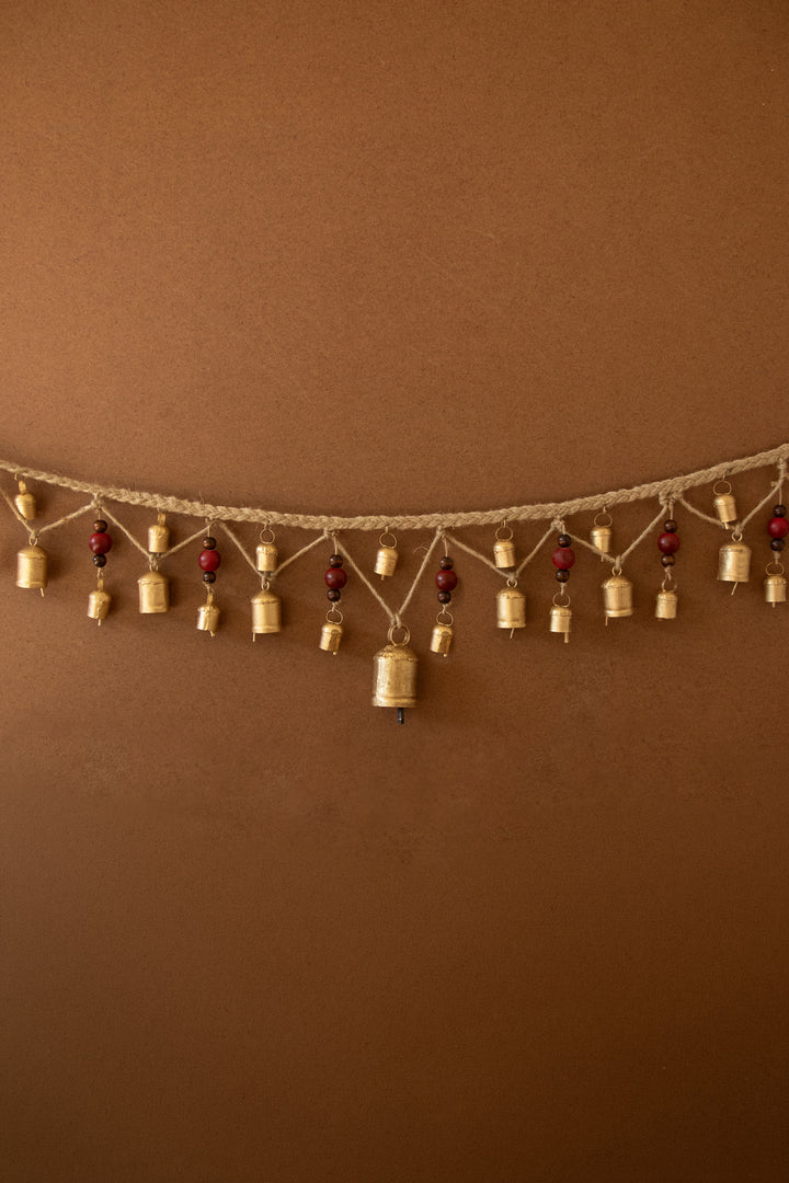 Christmas Bell Garland with Wood Beads