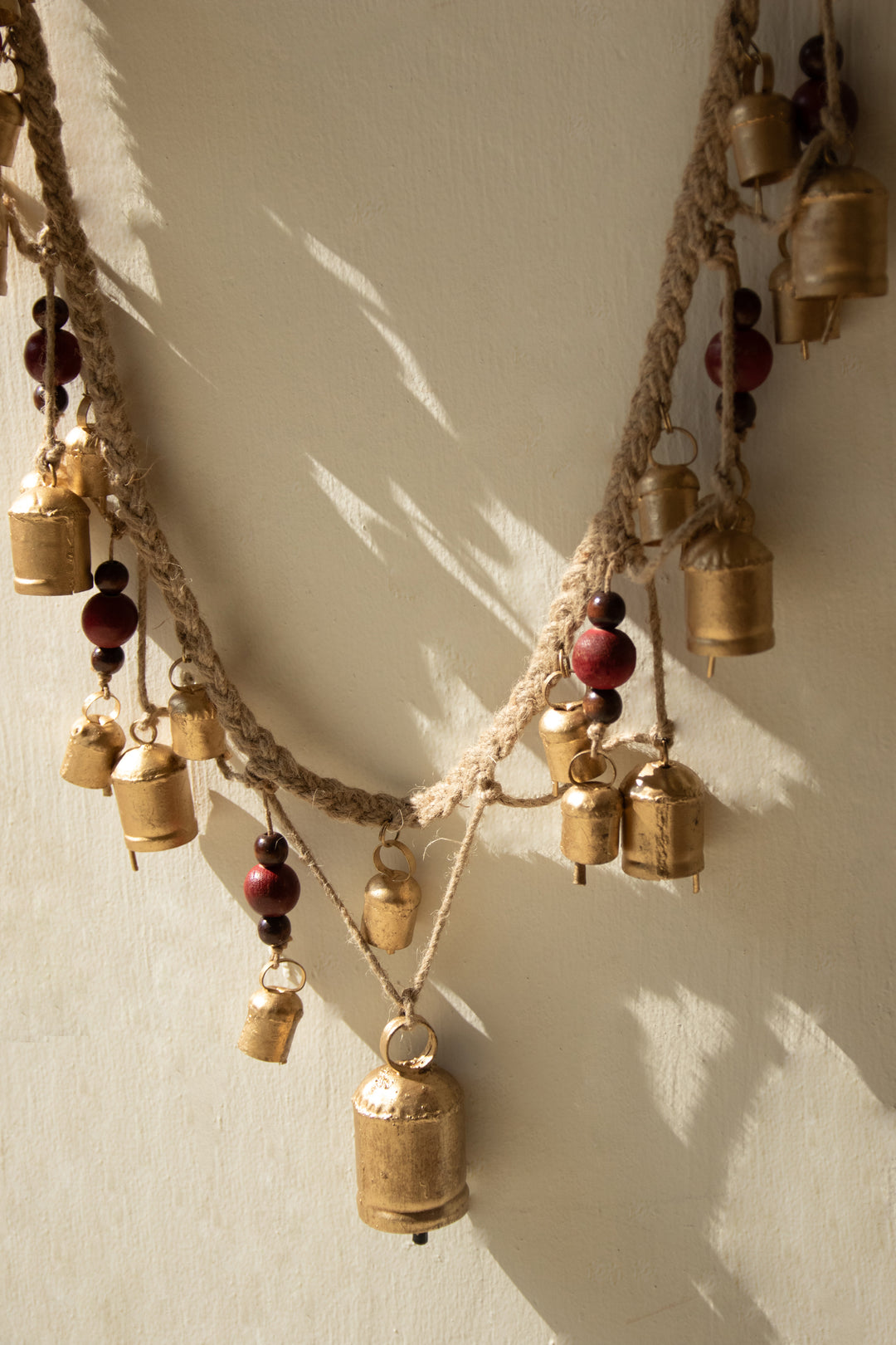 Christmas Bell Garland with Wood Beads