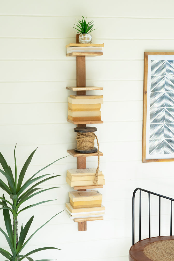 Acacia Wood Six-Tiered Vertical Shelf