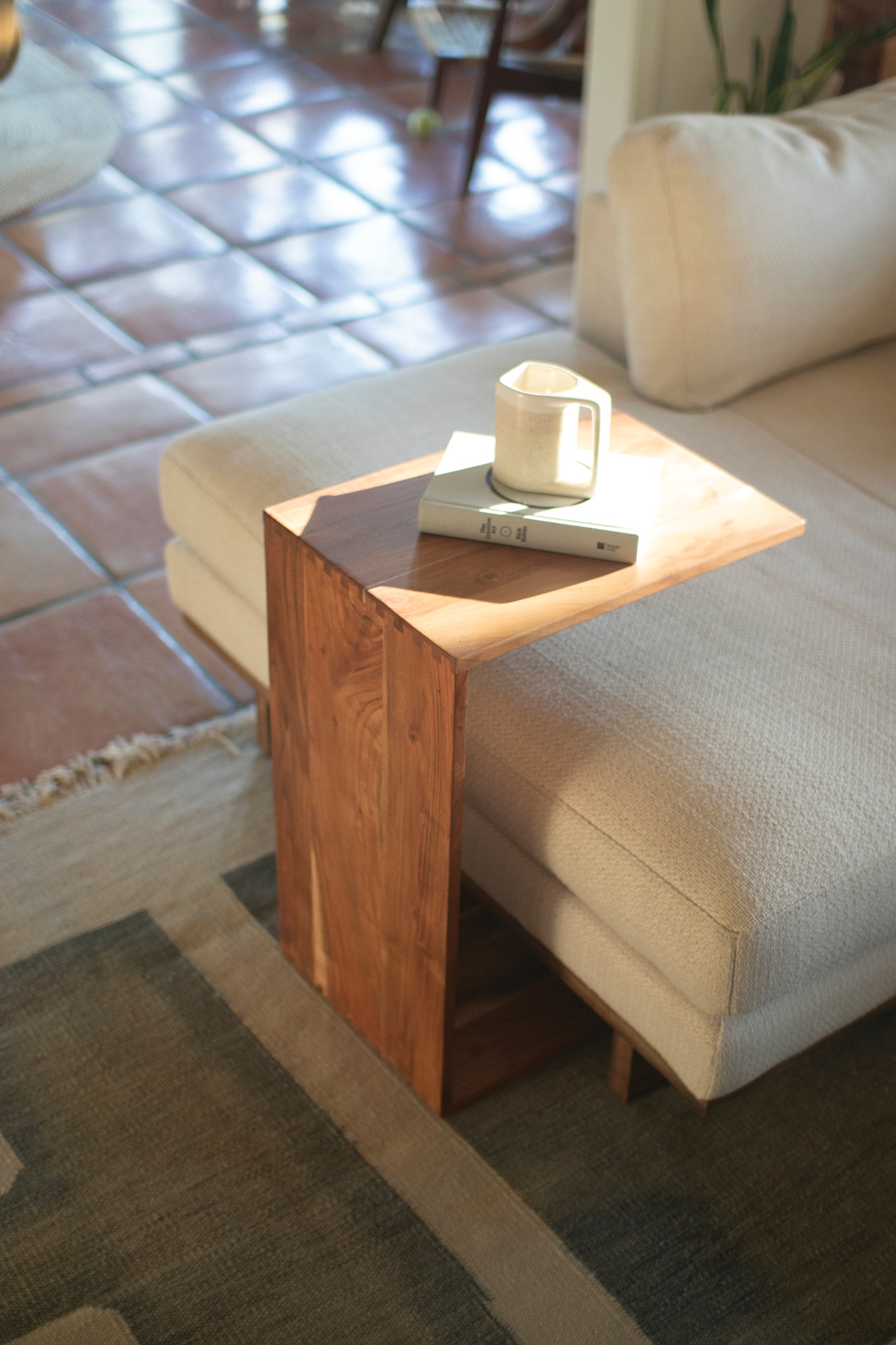 Acacia Wood Sofa Accent Table - Thumbnail 2