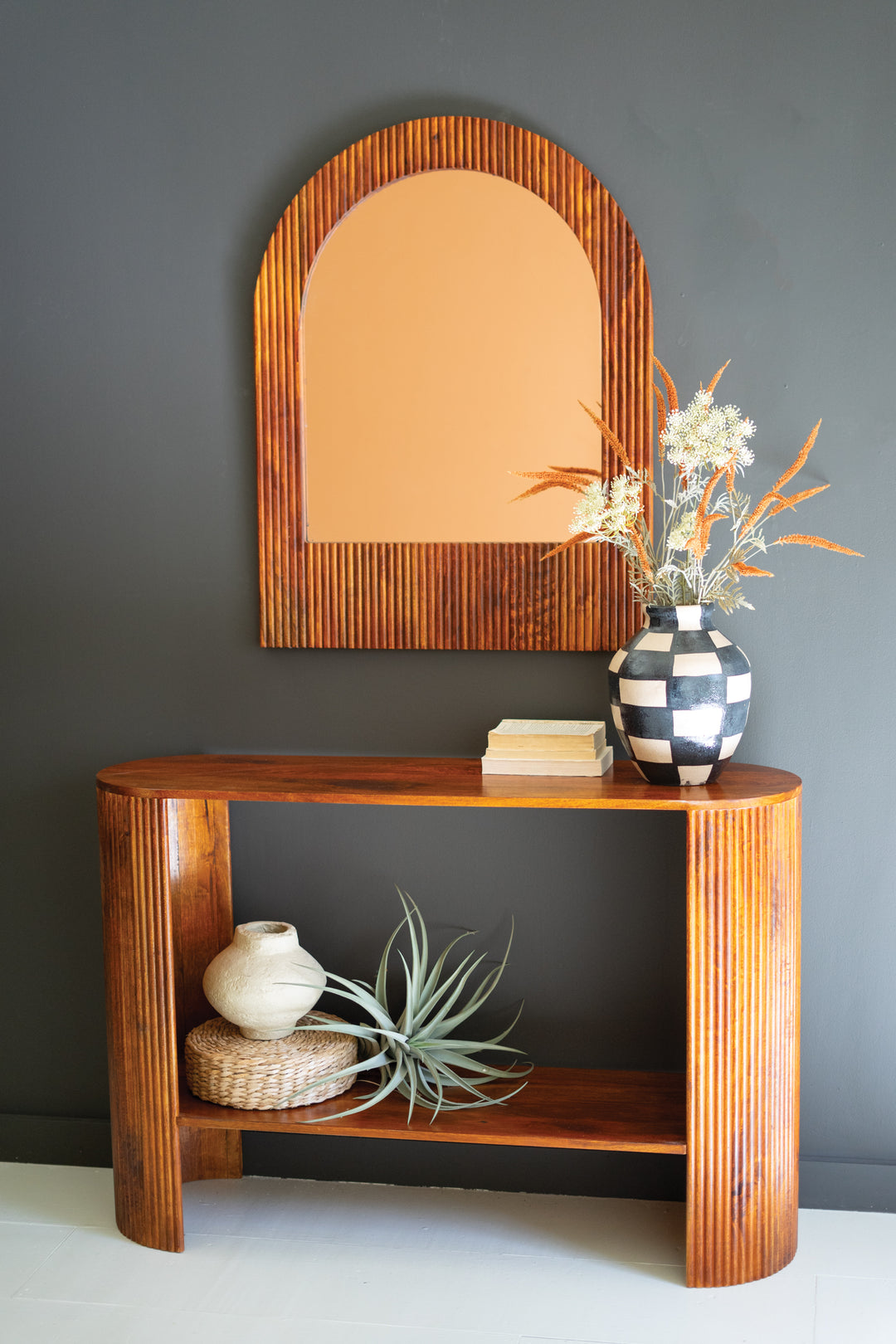 Mango Wood Tambour Framed Mirror