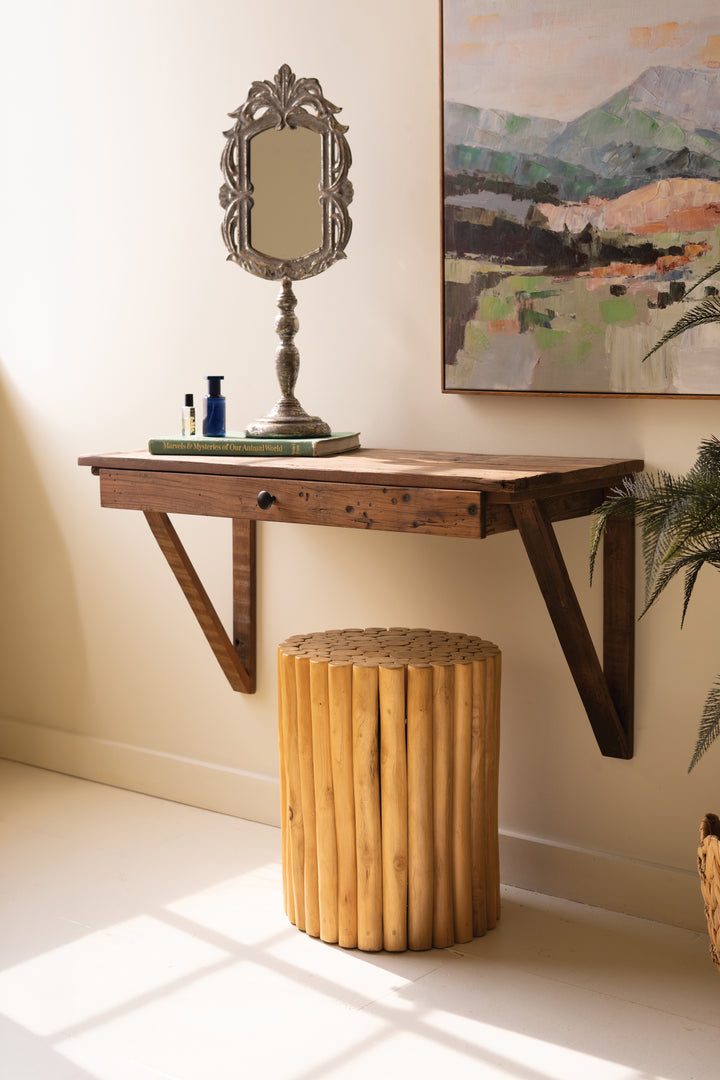 Reclaimed Wood Wall Desk with Drawer