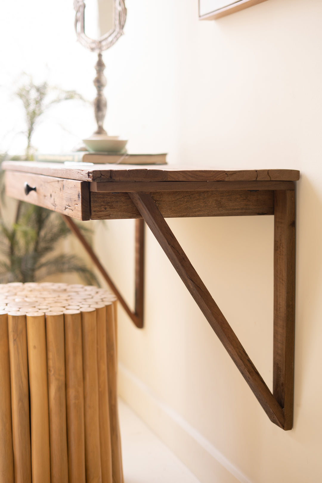 Reclaimed Wood Wall Desk with Drawer
