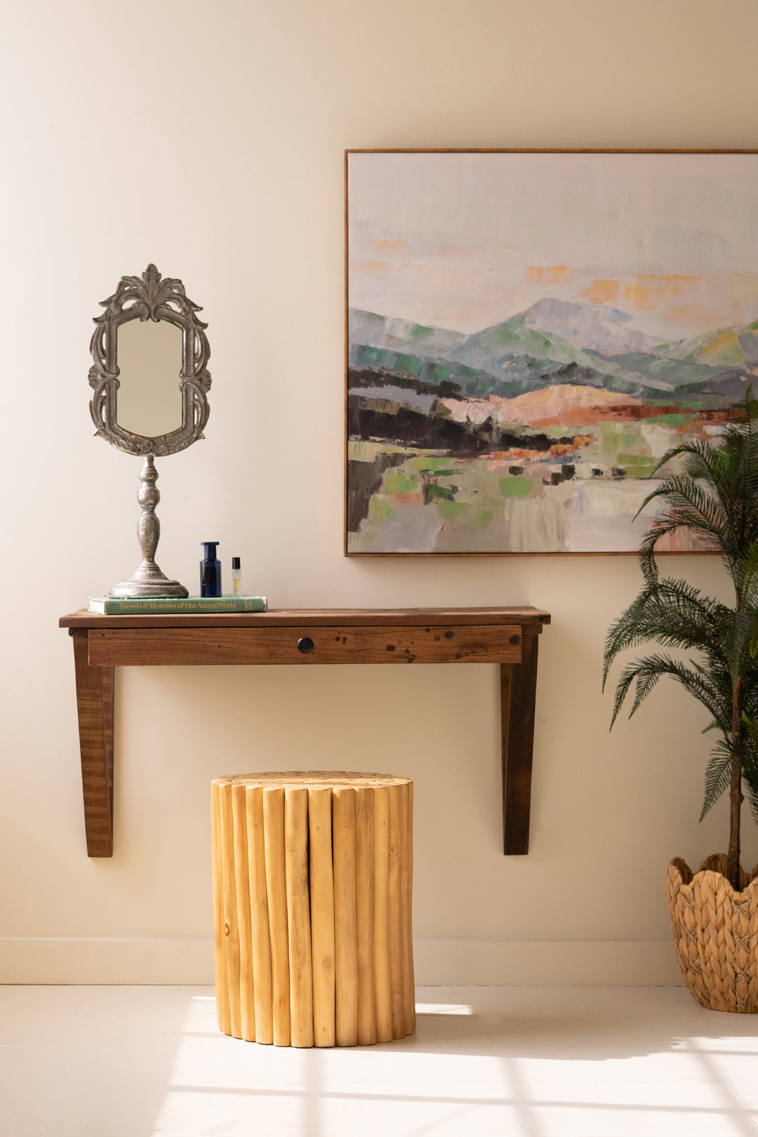 Reclaimed Wood Wall Desk with Drawer
