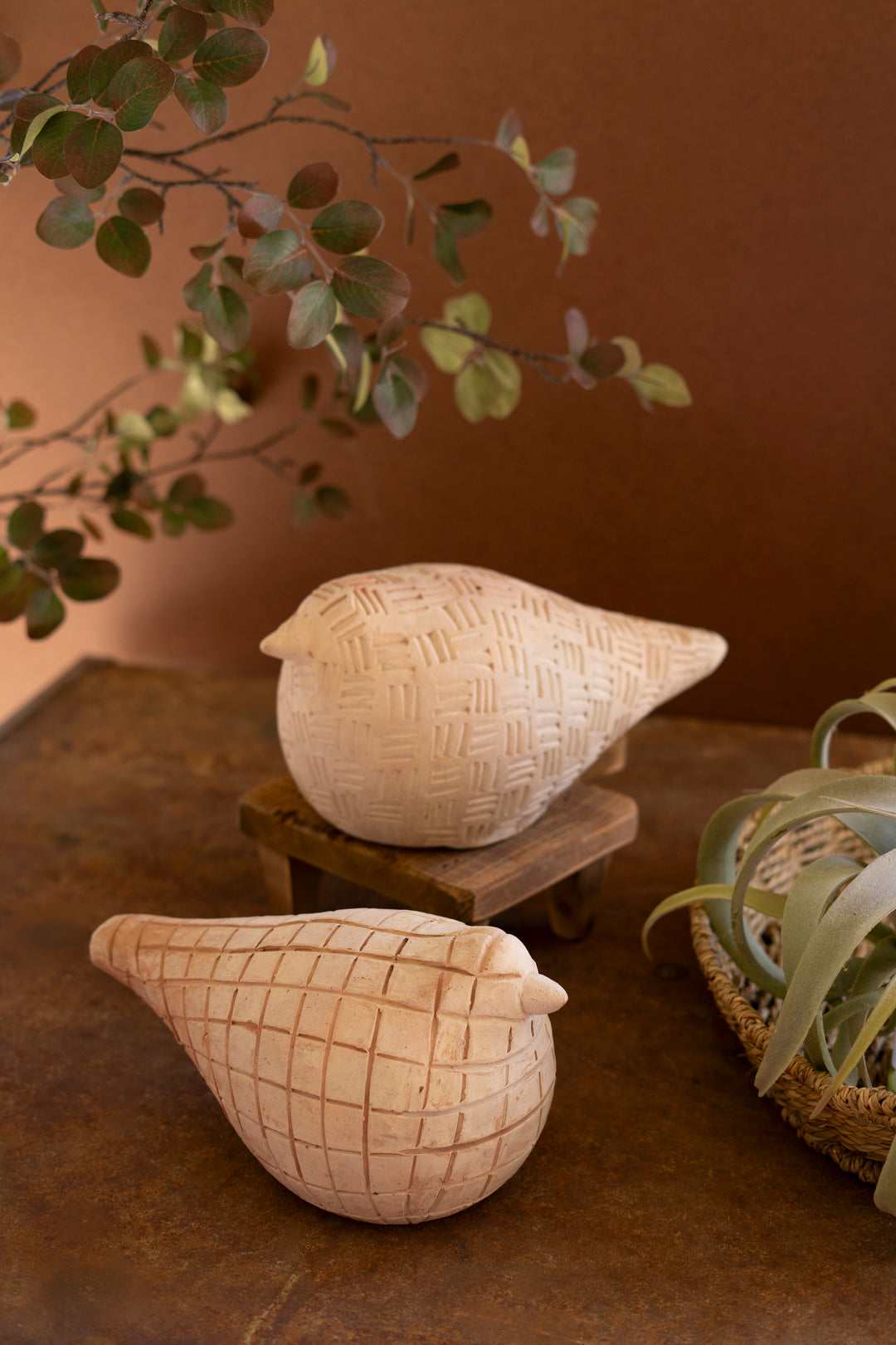 Set of 2 Terracotta Birds