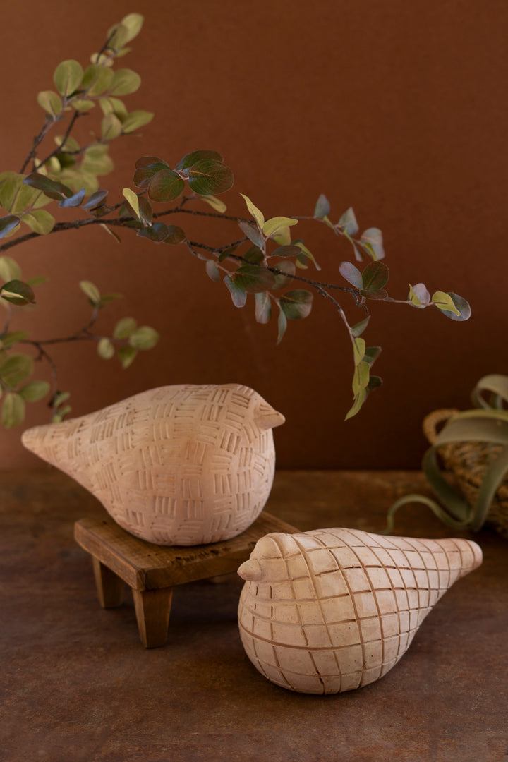 Set of 2 Terracotta Birds