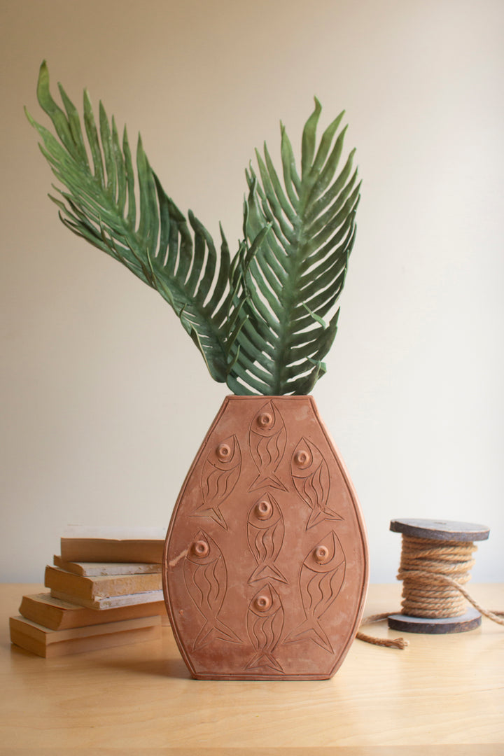 Terracotta Vase with Fish Detail