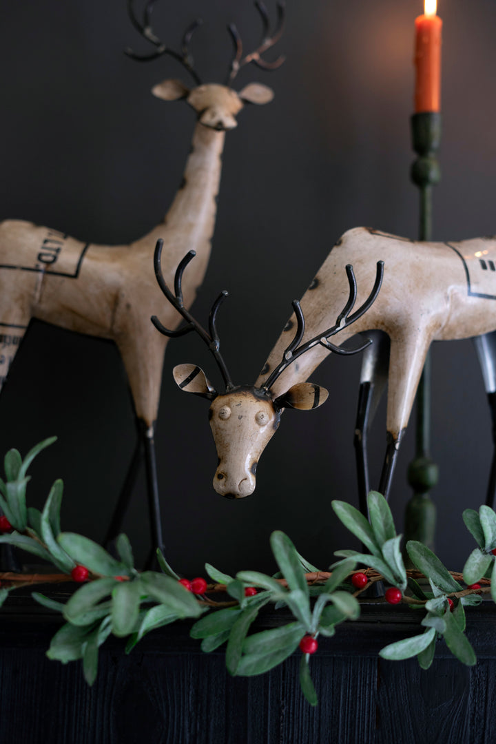 Set of 2 White Recycled Iron Reindeer