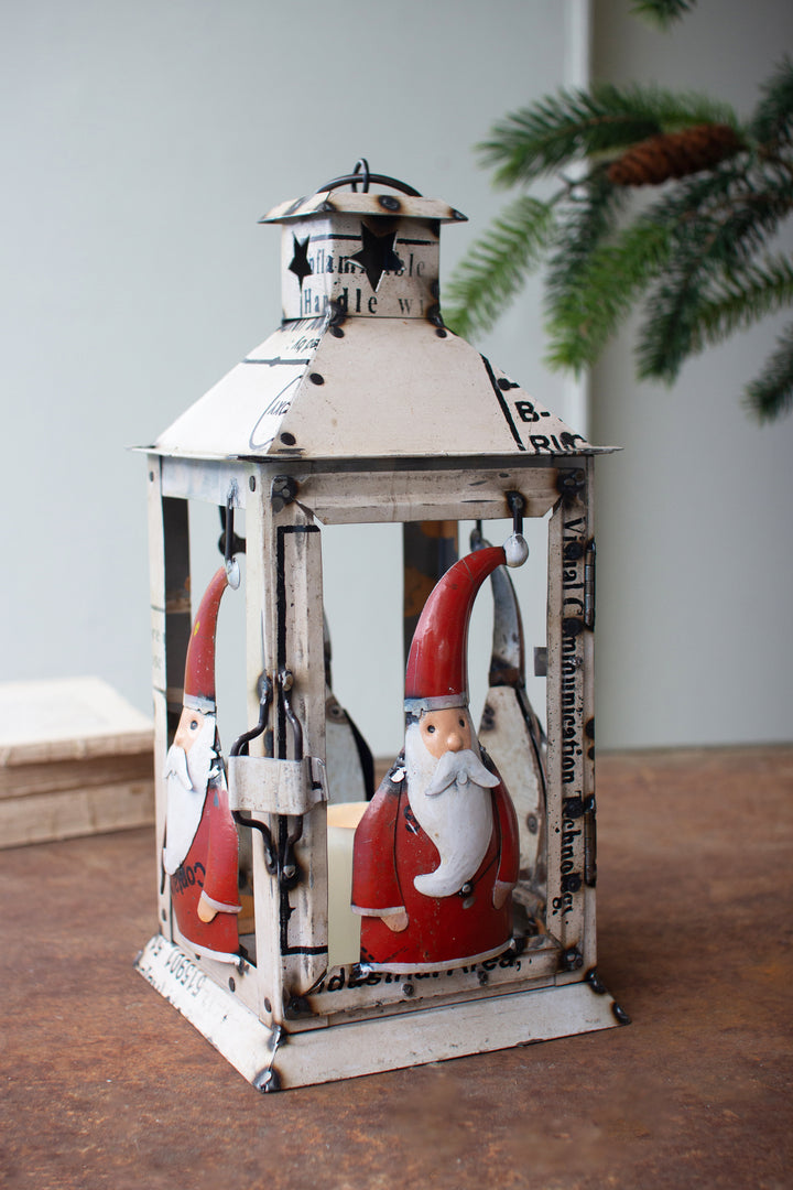 Recycled Iron Santa Lantern