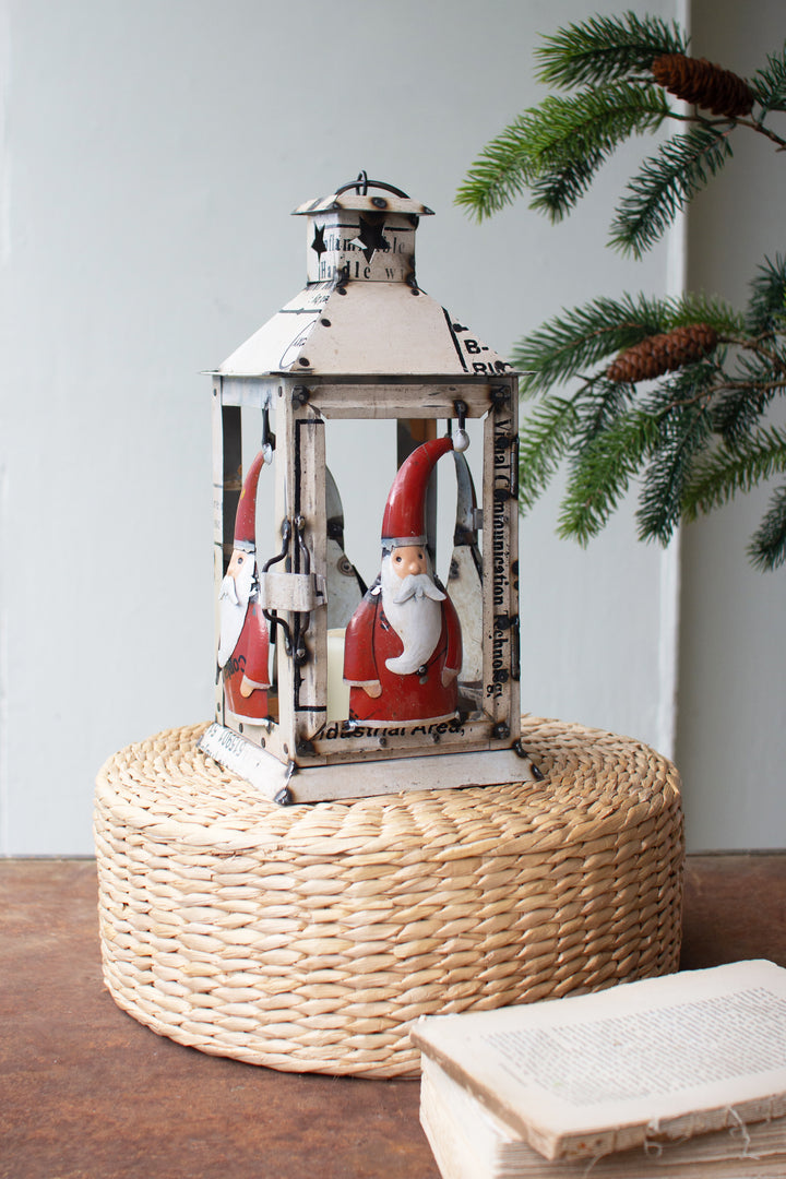 Recycled Iron Santa Lantern
