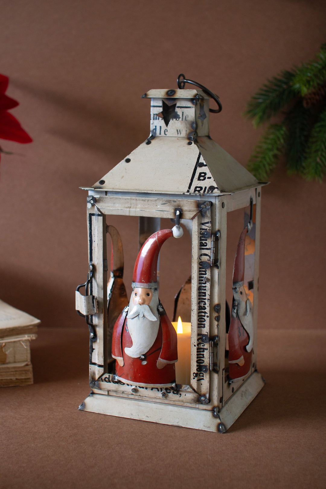 Recycled Iron Santa Lantern