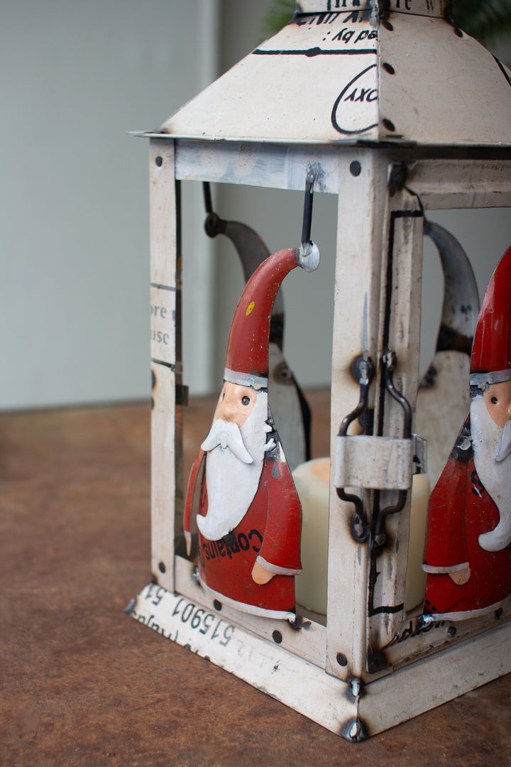 Recycled Iron Santa Lantern